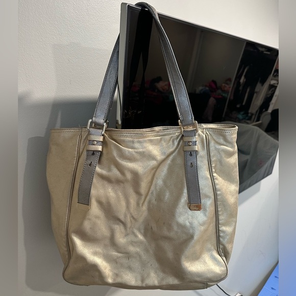 Cole Haan Kendra Palladium Gold Metallic Bag - Picture 1 of 8